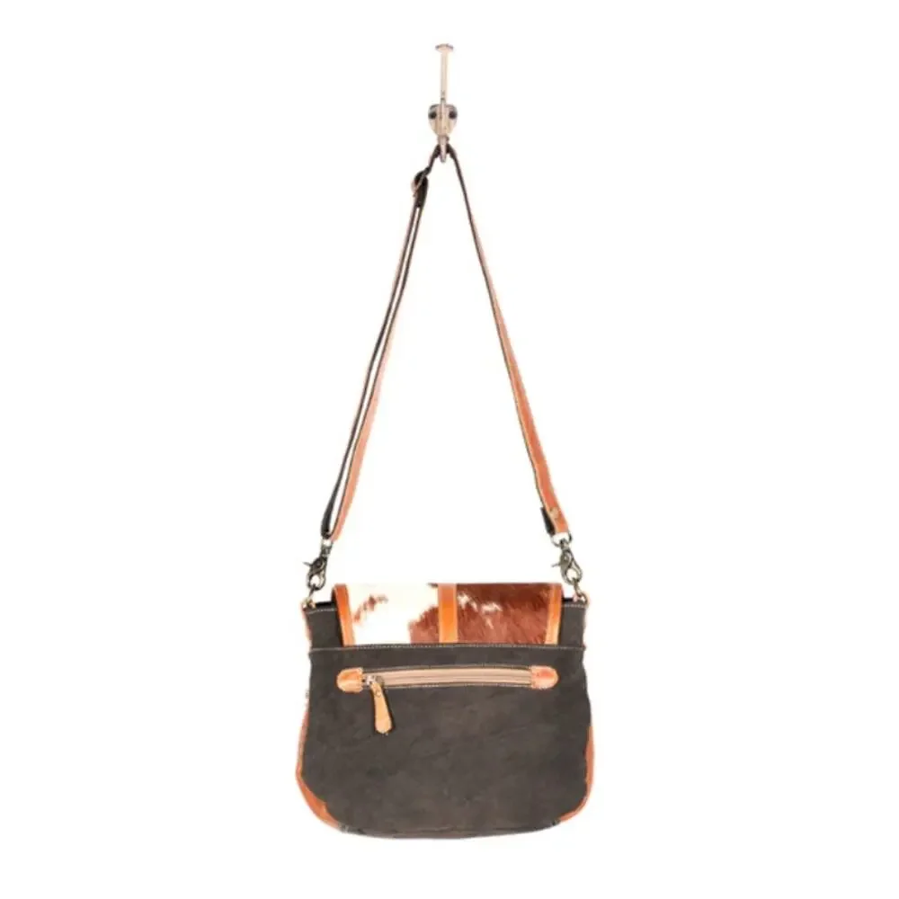 NWT Western Woven and Leather Trim Flap Closure Tan Crossbody Bag